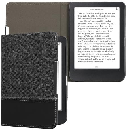 kwmobile Étui liseuse Compatible avec Kobo Clara BW/Colour - Housse avec Rabat magnétique en Tissu Canevas pour liseuse