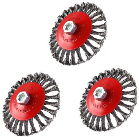 SUKITMISO 3 Stück Winkelschleifer Drahtbürsten Set, M14 Stahlbürste Akkuschrauber, 125 mm Kegelbürsten, Drahtbürste Flex Set, für Schleifen, Entrosten, Reinigen