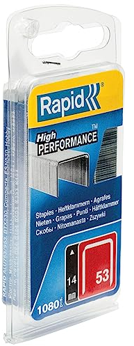Rapid Tackerklammern Typ 53, 14mm Klammern, 1.080 Stk., Feindrahtklammern für Holz und Stoffe