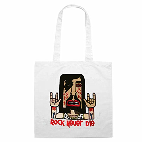 Reifen-Markt Tasche Umhängetasche 1728 Rock Never Die Metal Comic Street Pop Art Design Einkaufstasche Schulbeutel Turnbeut