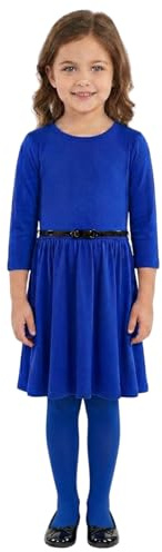 A2Z Girls Long Sleeve Skater Dress with Belt Age 5-13Y | Stylish A-Line Party Dress with Free Belt for Girls