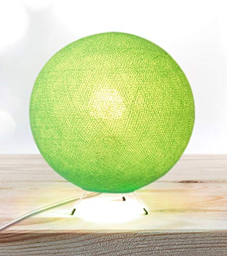 CREATIVECOTTON LED handgearbeitete Stehleuchte mit Lampenschirm aus Baumwolle (helles Grün, 25 cm)