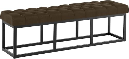 CLP Sitzbank Flur Stoff Amun, Polsterbank Metall schwarz pulverbeschichtet belastbar, für Schlafzimmer Garderobe und Ankleidezimmer | Farbe braun Größe 150 cm