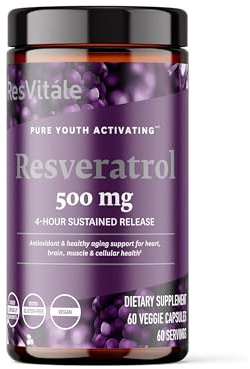 ResVitále Resveratrol 500 mg - Resveratrol Supplement for Men and Women - 60 Veggie Capsules