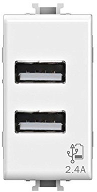 4Box, USB 2.4, Presa USB da muro 2.4 Ampere, Compatibile con Bticino Matix, Bianca