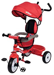 Colibrì Triciclo Bambini 1 anno Passeggino Fronte Mamma e Strada Leggero | Treciclo Regolabile Bimbo Bimba 9 mesi Colibrino Rosso