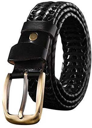Yudesun Herren Leder Gürtel - Männer Leder Handgestrickte Geflochten Gürtel mit Metallschnalle Verstellbarer