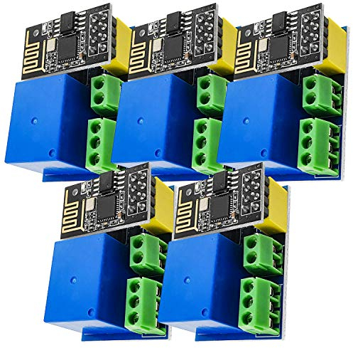 AZDelivery 5 x ESP8266-01S ESP-01S WLAN WiFi Modul 5V mit Relais Adapter (Nachfolgermodell zum ESP01) kompatibel mit Arduino inklusive E-Book!