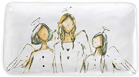 Baden - 1191005 - Plätzchenteller Kuchenplatte mit 3 Engeln, Porzellan, 1 Stück, 27cm x 15cm, weiß