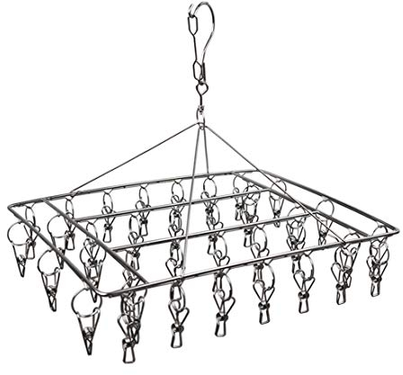 WEERSTONE - Tendedero de acero inoxidable, gancho giratorio, resistente al viento, perchas para calcetines, ropa interior, sujetadores, ropa de bebé, guantes, 36 pinzas para la ropa, 1 unidad
