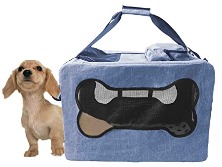 ABISTAB Transportbox Hunde und Katze Faltbare Tragetasche blau Größe M robuste Atmungsaktive Netz mit Komfort und Sicherheit