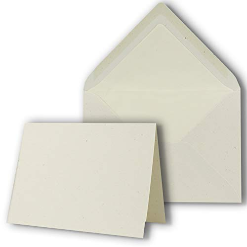 25 Sets - großes Kartenpaket mit 25 Faltkarten & 25 Umschlägen - 10,5 x 14,8 cm - DIN A6/C6 - Vanille - NEUSER PAPIER