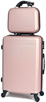 CELIMS - Valise à Traits, Rose Gold, Moyenne Taille avec Un Vanity Case