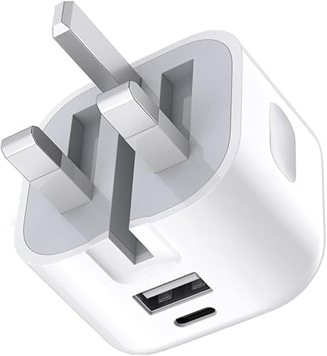 Charger For Samsung Super Fast Charger, Samsung Charger Fast Charger Plug, | 20W 2 Port USB + USB C Travel Fast Charging Plug Power Adapter Fast Phone Charger (WHITE)