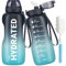 Gohippos Water Bottle, 500ML/800ML/1000ML/2L Sports Water Bottle with Straw and Time Markings, Motivational Drinks Bottle to Stay Hydrated, Tritan, BPA Free, Leakproof, for Gym School Office(1 Bottle)