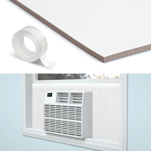 Air Jade Panneaux latéraux isolants pour climatiseur de fenêtre, housse en mousse isolée pour fenêtre intérieure, unité AC pour l'été et l'hiver, blanc