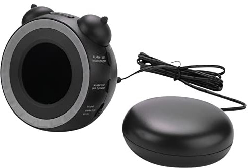 Ocnvlia Leistungsstarker Doppelwecker mit Bettrührer, Vibrationsalarm, geeignet für große Schläfer oder Hörgeschädigte, USB-Ladeanschluss