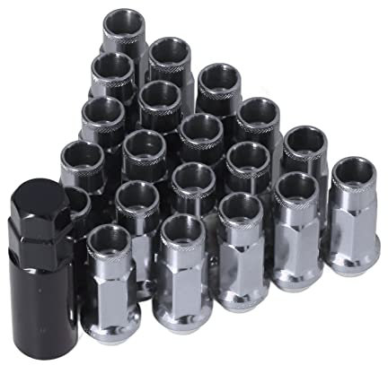 KIMISS Radmuttern, Universal 20 Stück M12x1,25 Metall Radmuttern Universal Autozubehör(Silber)