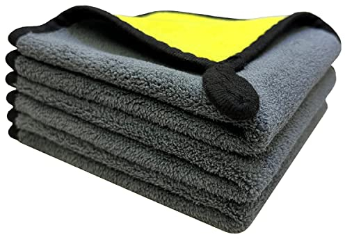 VAIYNWOM 3er Set Mikrofasertücher Autopflege, Sehr Weich Poliertuch Microfasertücher Auto Trockentücher, Fusselfreie zum Reinigung Auto Motorrad, Innenreinigung, 30x30cm, Gelb