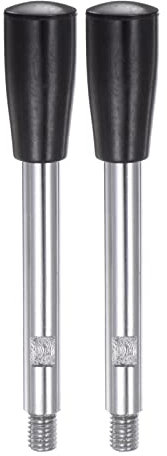 sourcing map 2pcs Clamping Handles M8 Thread 116mm (4.6) Length Chrome Plated Revolving Crank Handle Grip Handwheel Screw Stem for Lathe Machine