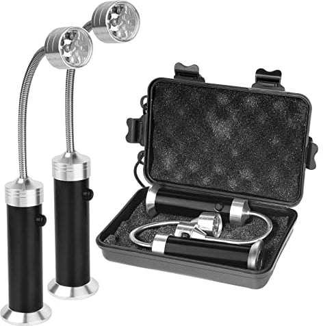 2 Stück Grilllampe Grillbeleuchtung Grilllicht Magnetlampe Grill Zubehör für Gasgrill Outdoor BBQ 360 Grad Drehwinkel Grillen Geschenke für Männer mit Aufbewahrungsbox | Schwarz