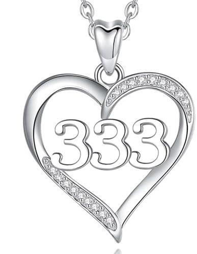 INFUSEU Engelszahl Kette, 925 Silber Zahlen Charm Halskette 333 Glücksanhänger Choker Schmuck für Frauen