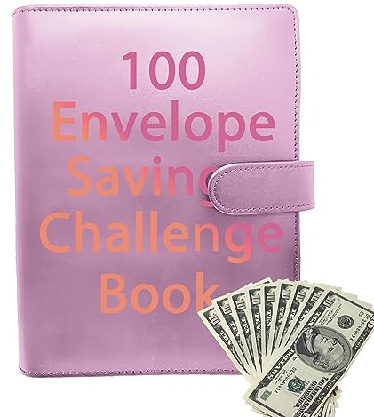 Anloximt 100 Umschlag-Challenge-Ordner - Geldumschlagbinder, Geldbudgetierungsbuch, Spar-Herausforderungsordner mit Umschlägen für Büros, Zuhause, Schule