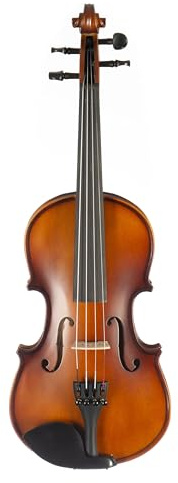 Fame FVN-110 Violine 1/4, Massiver Ahornkorpus, Fichtendecke, Ebenholzgriffbrett, Carbon-Saitenhalter, Inklusive Brasilholz-Bogen und Etui