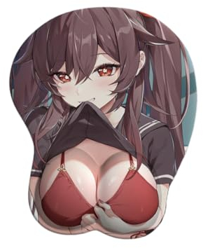 AVIMYA Genshin Impact Tapis de Souris 3D Anime Repose-Poignet, Tapis de Souris Ergonomique avec Repose-Poignets, Base en Caoutchouc Antidérapant pour Ordinateur Portable (Hu Tao) (25,5 x 21,5 x 3 cm)