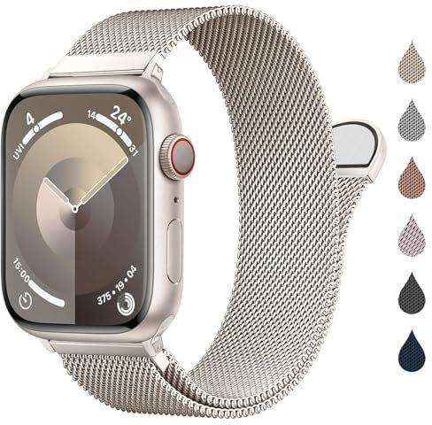 Patented Milanese Loop Compatible with Apple Watch Straps 46mm 38mm 40mm 41mm 42mm 44mm 45mm 49mm for Women Men, Magnetic Bands for iWatch Strap Series 10 9 8 7 6 5 4 3 SE2 SE Ultra2 Ultra