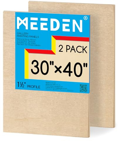 MEEDEN Unfinished Wood Canvas Board: 1-1/2 Deep 30x40” Wooden Canvas Panel Pack of 2 - Blank Cradled Wood Art Board for Painting