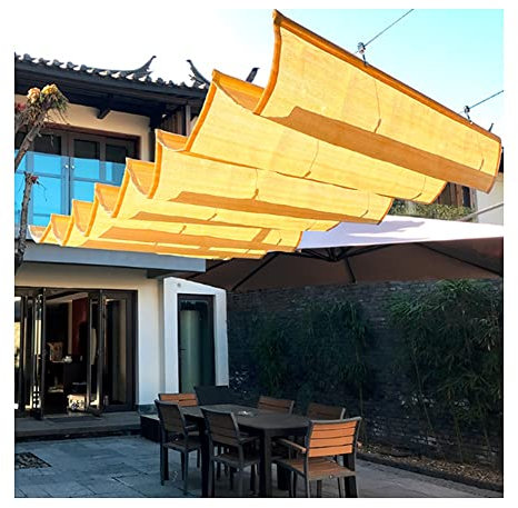 Rygcrud Einziehbar Pergola Schattenspender, Sonnenschutz Segel Vordach - Wasserdurchlässig & UV-Block, Schiebedraht Markise Für Terrassenüberdachung, Individuell (Farbe : Gelb, Größe : 1.2x5m)