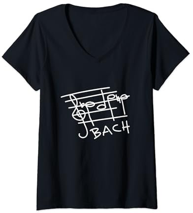 Damen Johann Sebastian Bach B-A-C-H Noten Geschenk für Musiker T-Shirt mit V-Ausschnitt