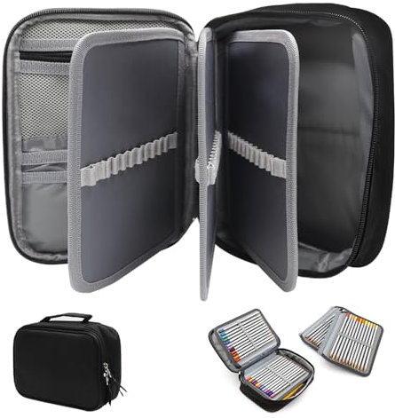 YDHfdc Federmappe Groß 72 Slots Mäppchen 23x17x7cm Federtasche Abnehmbar Große Kapazität Federmäppchen Erwachsene Schlampermäppchen Schwarz für Jungen,Mädchen