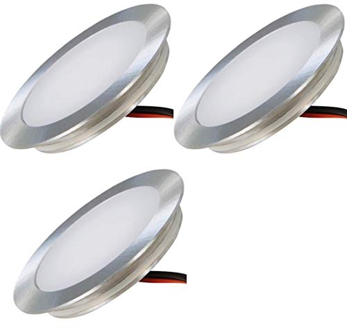 ETT Distribution GmbH 12V LED Bodenstrahler Ultra flach 3 x 0.5W Wandeinbauleuchten Tom 3000K Rund IP67 Einbauspots Trittfest Begehbar Lochausschnitt: 46mm