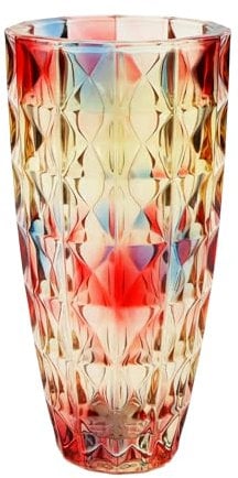 QEEYON Grand Vase en Verre Coloré pour Arrangements Floraux, 25 x 12 cm Vase Lourd,Vase Arc-en-Ciel Unique pour Centres de Table, Salon, Cuisine, Bureau, Mariage