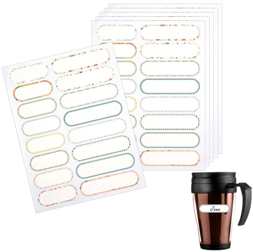 96pcs Waterproof Bottle Labels, 2 Sizes Writable Bottle Name Stickers Self-Adhesive Easy to Stick and Peel Name Labels Tags for Water Bottle, Container, School Supplies, No Residue