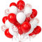 Yiran 30 Stück Rot Weiß 12 Zoll Weiss Rot Luftballons Set mit Konfetti Ballons Romantisch Latex Geburtstag Party Luftballons für Mädchen Frau Hochzeitstag Weihnachten Abendessen und Neujahr Party