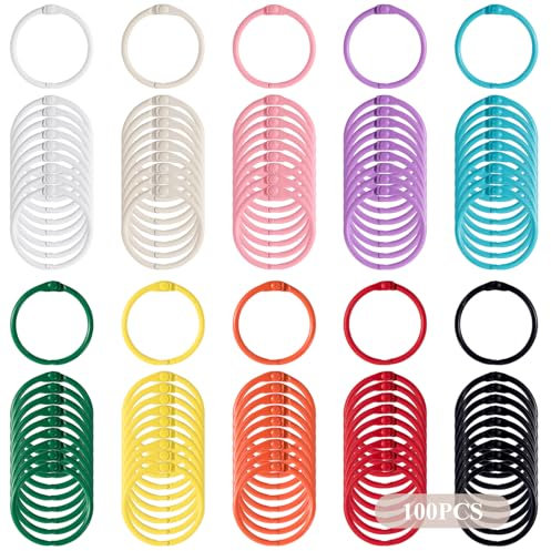 Metal Binder Paper Book Rings - 100PCS Colorful Loose Leaf Binder Rings for Index Cards, Key Chains, Flash Card Rings for School Home Office (30mm)