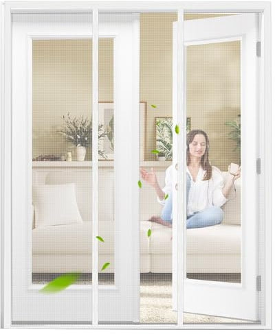 Tende Zanzariere con Calamita per Finestre 275x250cm Bianco Zanzariera Magnetica per Porte Non Accorciabile per Porte Finestre Anti Zanzare