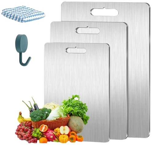 Yamato Pure Titanium Cutting Board - Double-Sided, Scratch-Resistant, Food Grade Meat Cutting Board (L: 39 * 28cm)