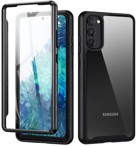 TVVTPU Coque pour Samsung Galaxy S20 FE, Antichoc Housse avec Protection écran, 360 Degrés Protégé Complet Double Face Transparent Bumper Robuste Portable Intégrale Case - Noir