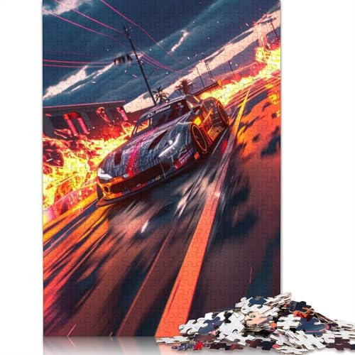 Puzzle für Erwachsene, 1000 Teile, farbenfrohes Cooles Sportwagen-Puzzle, Kartonpuzzle für Erwachsene, Familienspiele, Größe 38 x 26 cm