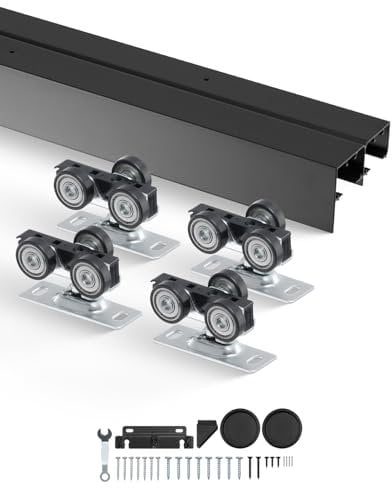 VEVOR Kit de Herrajes para Puertas Corredizas de 1219 mm de Aleación de Aluminio para Puertas Corredizas de Armario con Tiradores, para Sistema de 2 Puertas para Puertas de 35-45 mm de Grosor