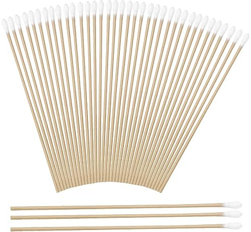 Lot de 200 cotons-tiges à long manche en bois - 15 cm - Bâtonnets de nettoyage pour appareil photo, clavier, maquillage, polissage