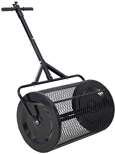 QLSABIA 36-Zoll-Torfmoosstreuer, 2-in-1-Kompoststreuer mit ATV und T-förmigem Griff für die Rasen- und Gartenpflege