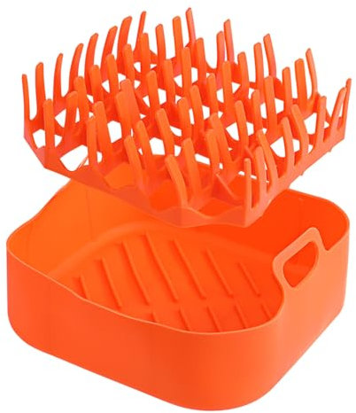 CLISPEED 1 Set Silicone Bacon Tray Bacon Rack for Oven Fryer Cookbook Microwave Bacon Cooker with Lid Liner Bacon Grill Cooker Bacon Cooker for Microwave Oven Ninja Baking Orange Silica Gel