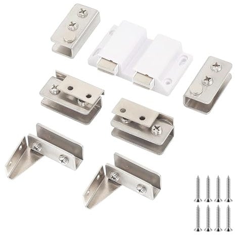 Ctyjia 1 Juego Bisagras de Puerta de Gabinete de Vidrio, Bisagras de Vidrio de Doble Puerta para Vidrio de 5-8 mm de Espesor
