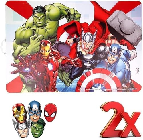 Salvamanteles individuales plastificados para desayuno y almuerzo para niños, para Hulk Avengers (2 unidades)