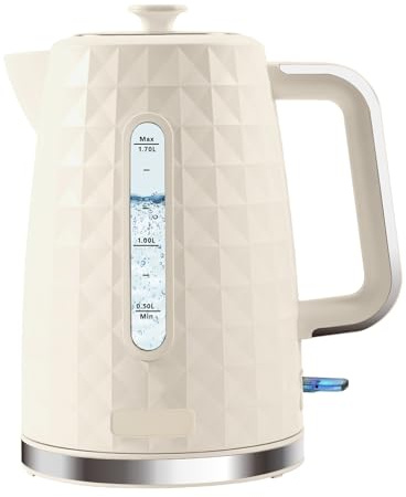 Huogary 1.7L Electric Kettle, Fast Boiling 1850W Hot Water Boiler, Electric Tea Kettle for Boiling Water Auto Shut Off Boil Dry Protection，Electric Water Kettle for Coffee Tea,Beige